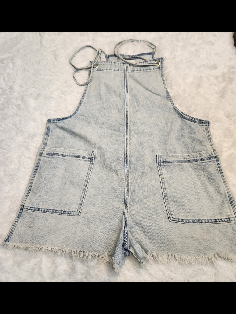 Denim Light Blue Womens One-Piece Short Overalls